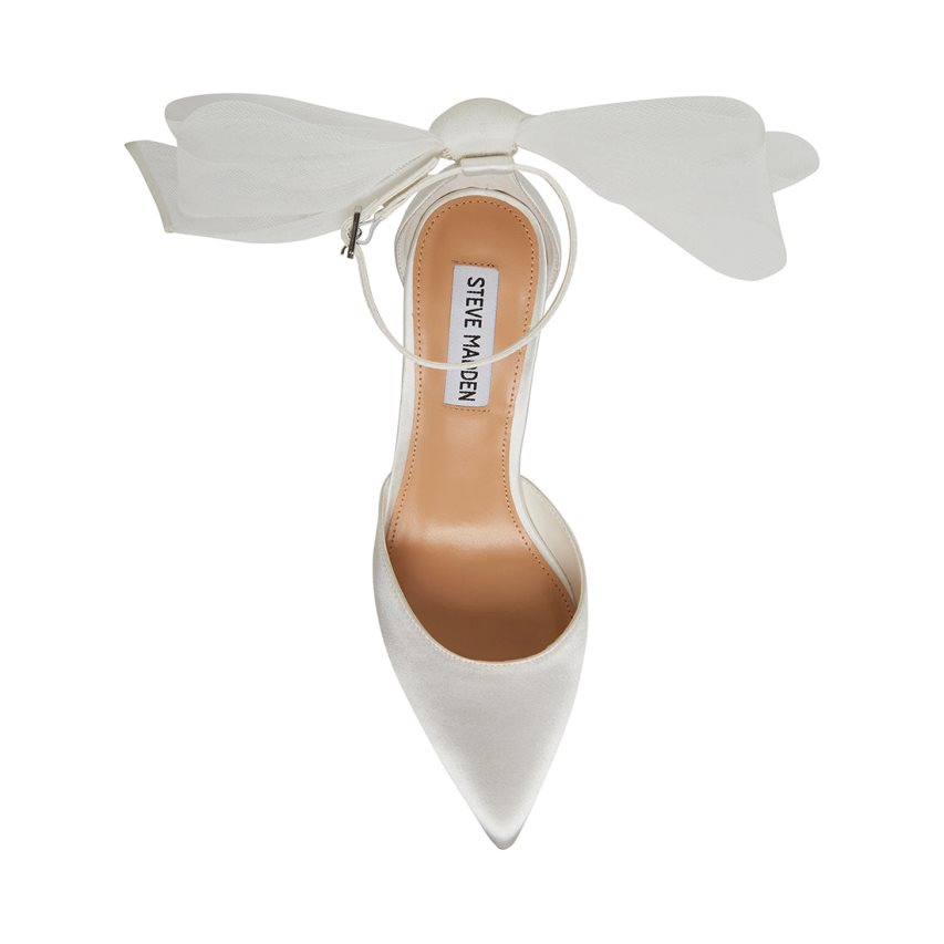 White Steve Madden Valenteen Satin Women's Heels | PH 5638VQE